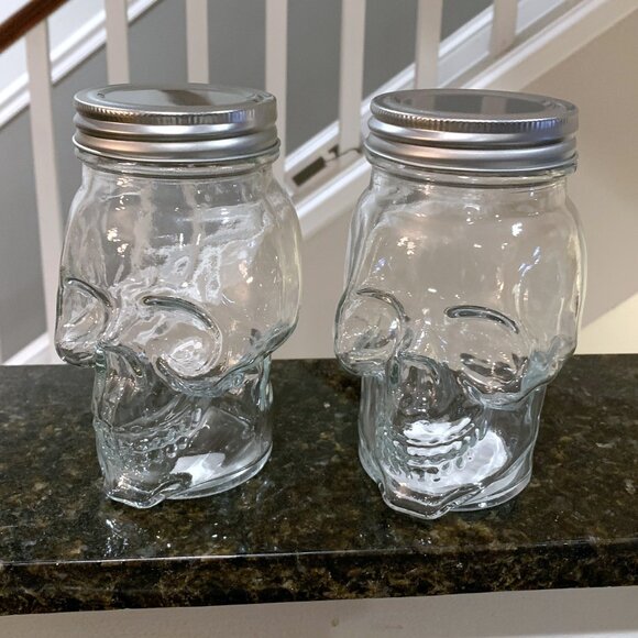 Set of 4 Glass Skull Jars Skeleton Candy Dish NEW Halloween Decor Target 2024 - Picture 2 of 8